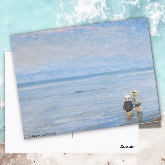 Twee kinderen peddelen bij Skagen Beach, PS Kroyer Briefkaart