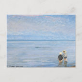 Twee kinderen peddelen bij Skagen Beach, PS Kroyer Briefkaart (Voorkant)