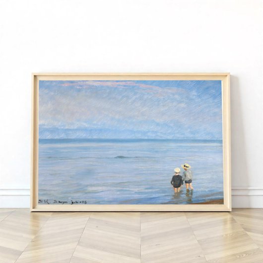 Twee kinderen peddelen bij Skagen Beach, PS Kroyer Poster