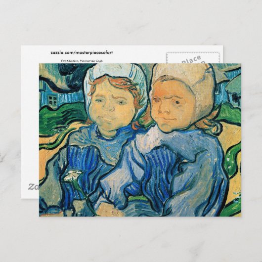 Twee kinderen van Gogh Fine Art Briefkaart (Voorkant / Achterkant)