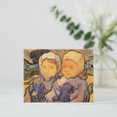 Twee Kinderen, Van Gogh, Vintage Impressionisme Ku Briefkaart (Staand voorkant)