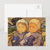 Twee Kinderen, Van Gogh, Vintage Impressionisme Ku Briefkaart (Voorkant / Achterkant)
