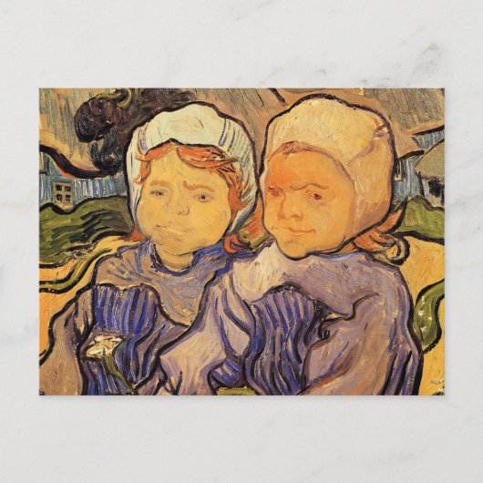 Twee Kinderen, Van Gogh, Vintage Impressionisme Ku Briefkaart (Voorkant)