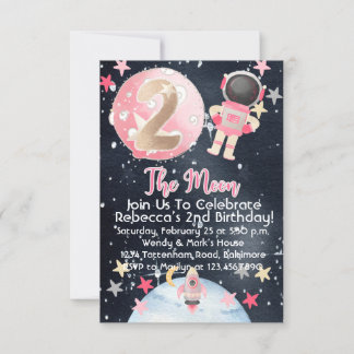 Twee Kinderen van het Moon Space Birthday Invitati Kaart