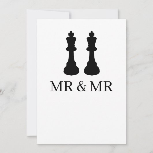 Twee Kings Chess Pineersels Gay Wedding Aankondiging (Voorkant)