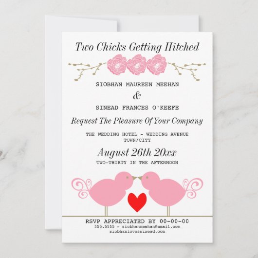 Twee kippen die gehitte lesbiennes krijgen kaart (Voorkant)