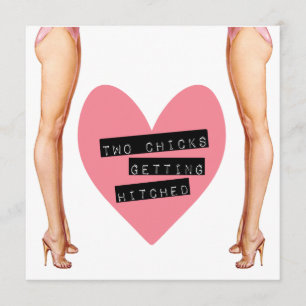 Twee kippen die gehitte lesbiennes krijgen kaart