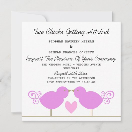 Twee kippen die gehitte lesbiennes krijgen kaart (Voorkant)