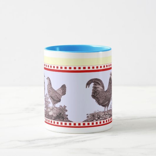 Twee Kippen Keuken Klassieke Mok met ouderdomsrust (Midden)