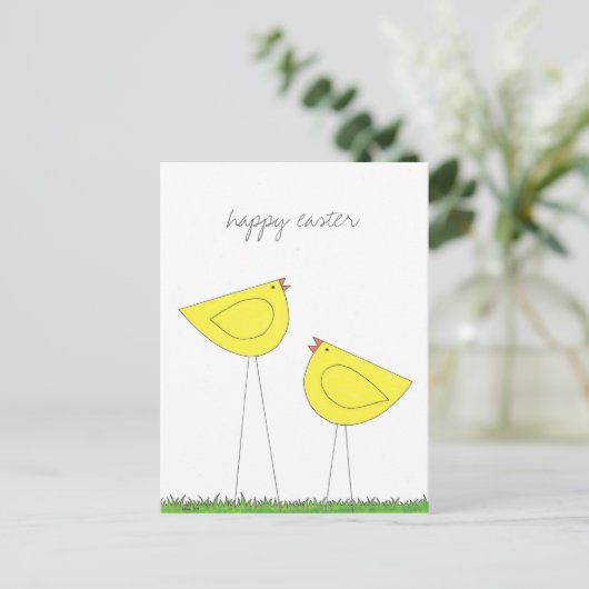 Twee kippen Pasen Briefkaart (Staand voorkant)