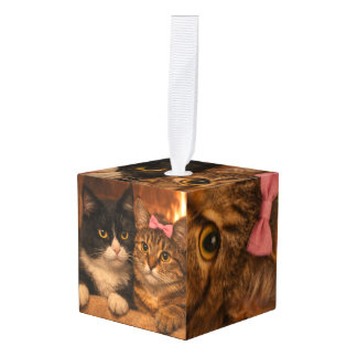Twee Kitten Aanpasbare Foto Kubus Ornament