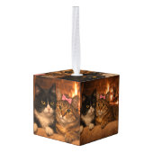 Twee Kitten Aanpasbare Foto Kubus Ornament (Achter hoekig)