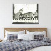 Twee kitten op pianokaart (B&W) Canvas Afdruk (Insitu (Slaapkamer))