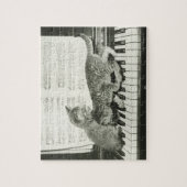 Twee kitten op pianokaart (B&W) Legpuzzel (Verticaal)