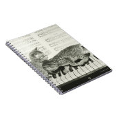 Twee kitten op pianokaart (B&W) Notitieboek (Rechterzijde)