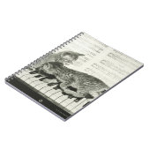 Twee kitten op pianokaart (B&W) Notitieboek (Linkerzijde)