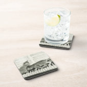 Twee kitten op pianokaart (B&W) Onderzetter (Rechterzijde)