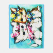 twee kittens en veel bloemen fleece deken (Voorkant)