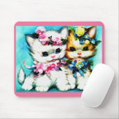 twee kittens en veel bloemen muismat (Met muis)