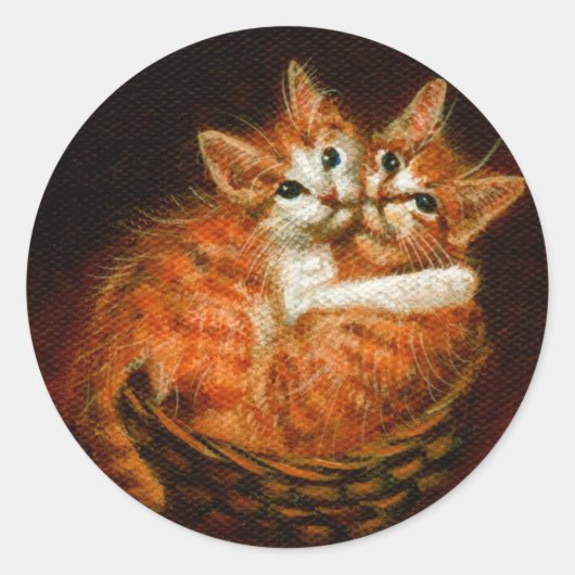 Twee Kittens in Basket Stickers (Voorkant)