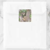 Twee Kittens in een boom Vierkante Sticker (Tas)