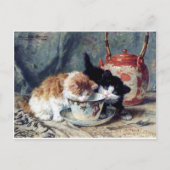 Twee kittens met theefeestje briefkaart (Voorkant)