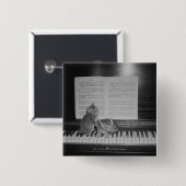 Twee kittens op pianotoetsenbord op papier vierkante button 5,1 cm (Voorkant /achterkant)