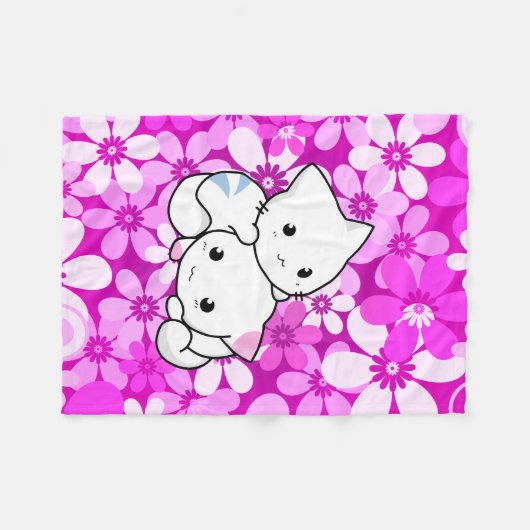 Twee Kittens op roze achtergrond Fleece Deken (Voorkant (Horizontaal))