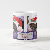 Twee Kittens Santa Hats Merry kerstcadeau Grote Koffiekop (Voorkant)