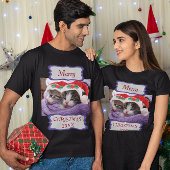 Twee Kittens Santa Hats Merry Kerstmis 20XX Unisex T-shirt