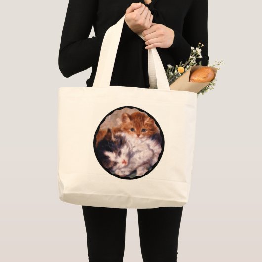 Twee Kittens Snuggle van Henriëtte Ronner-Knip Grote Tote Bag (Voorkant (product))
