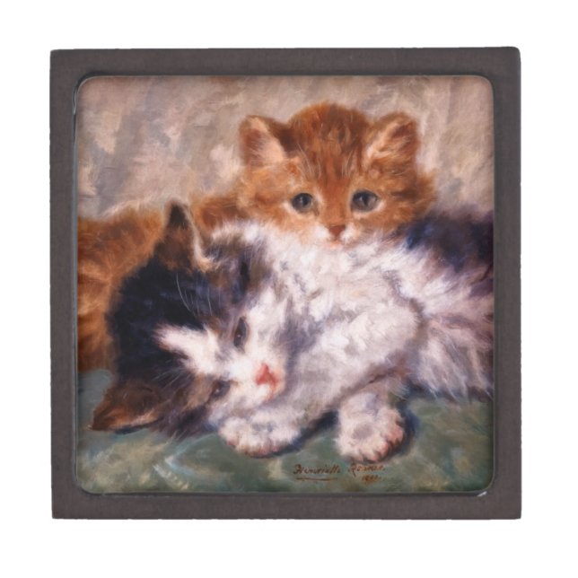 Twee Kittens Snuggle van Henriëtte Ronner-Knip Premium Juwelen Doos (Voorkant)