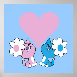 Twee kittens uit liefde poster