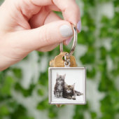 Twee kittens van Maine Coon cat Sleutelhanger (Hand)