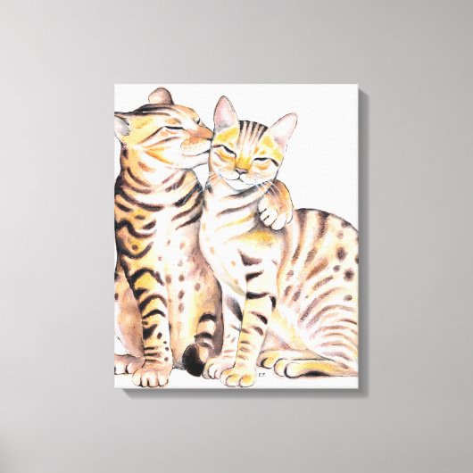 Twee klassieke bengalen Waterverf Canvas Afdruk (Voorkant)