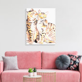 Twee klassieke bengalen Waterverf Canvas Afdruk (Insitu (Woonkamer))