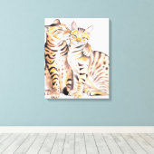 Twee klassieke bengalen Waterverf Canvas Afdruk (Insitu (Houten vloer))
