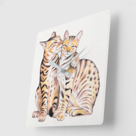 Twee klassieke bengalen Waterverf Vierkante Klok (Hoek)