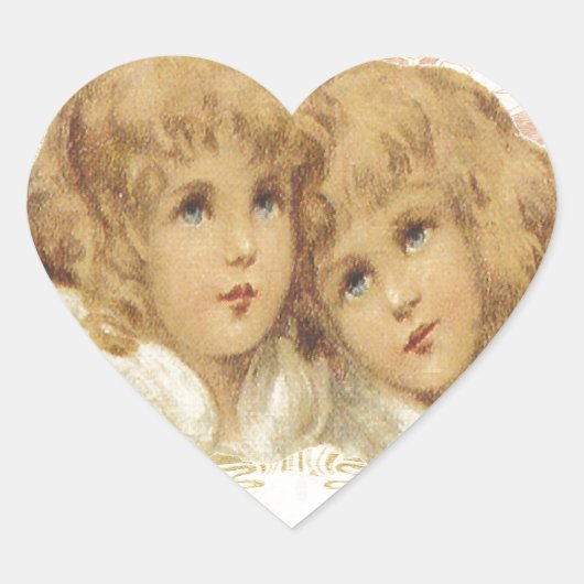 Twee kleine  Angels Hart Sticker (Voorkant)