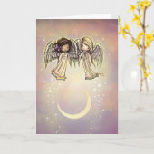 Twee kleine Angels op een Twinking Night Art Kaart (Gele Bloem)