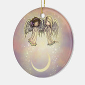 Twee kleine Angels op een Twinking Night Art Keramisch Ornament (Links)