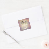 Twee kleine Angels op een Twinking Night Art Vierkante Sticker (Envelop)