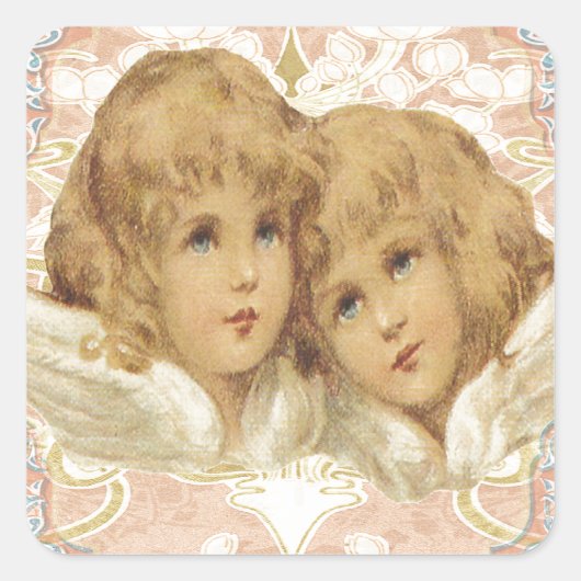 Twee kleine  Angels Vierkante Sticker (Voorkant)
