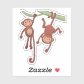 Twee kleine apen sticker (Vel)