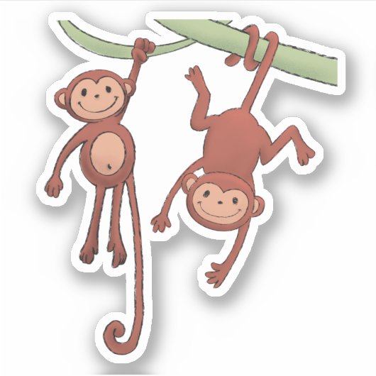 Twee kleine apen sticker (Voorkant)