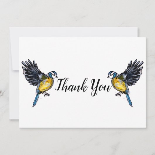 Twee kleine blauwe vogels bedankkaart (Voorkant)