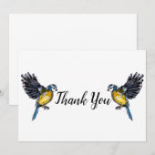 Twee kleine blauwe vogels bedankkaart (Voorkant / Achterkant)