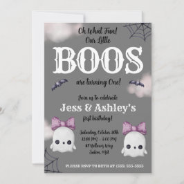 Twee kleine boos draaien 1! Ghost 1st Birthday Kaart