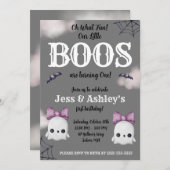 Twee kleine boos draaien 1! Ghost 1st Birthday Kaart (Voorkant / Achterkant)