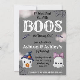 Twee kleine boos draaien 1! Ghost 1st Birthday Kaart